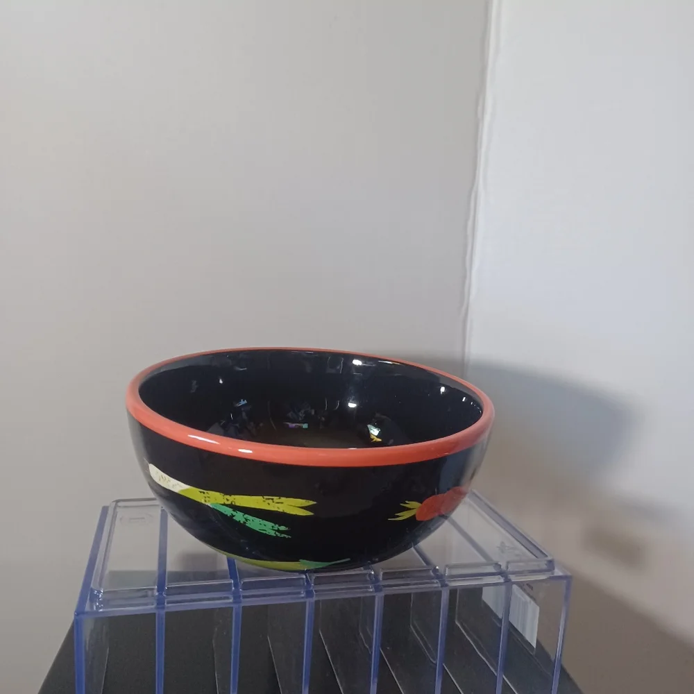 Crate & Barrel Veggie Pattern Cereal Bowl